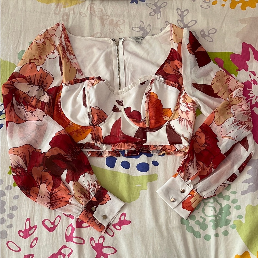 Guess Floral Bustier Crop Top